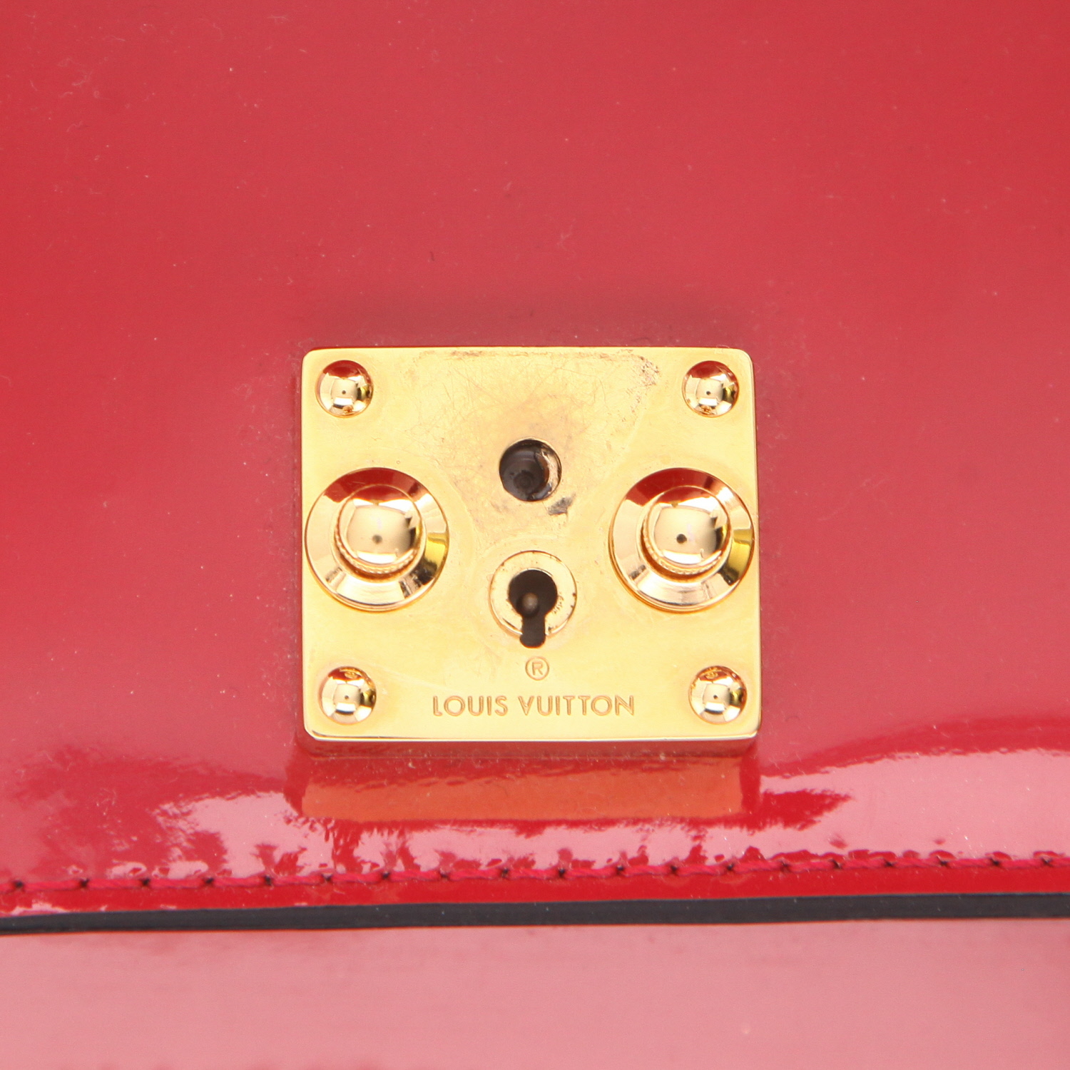 Borsa a tracolla Louis Vuitton Monceau in pelle verniciata Rouge Grenat - Detail D2