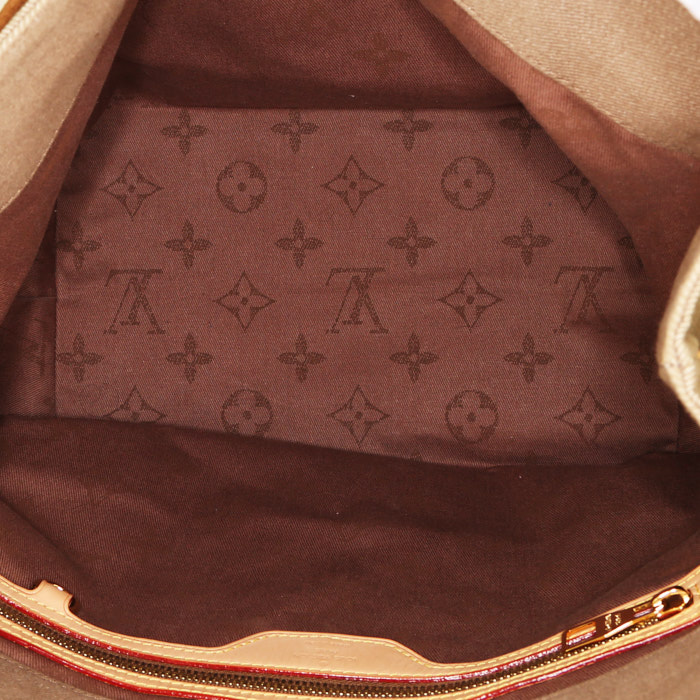 Louis Vuitton shopping bag in beige canvas and brown Cacao suede - Detail D2