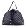 Louis Vuitton handbag in blue jean monogram canvas and purple glittering leather - 360 thumbnail