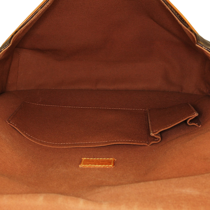 Borsa a tracolla Louis Vuitton Messenger in tela monogram marrone e pelle naturale - Detail D2