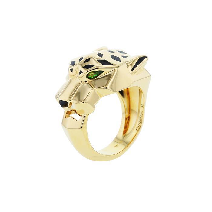Cartier Panthère ring in yellow gold,  tsavorites and lacquer - 00pp