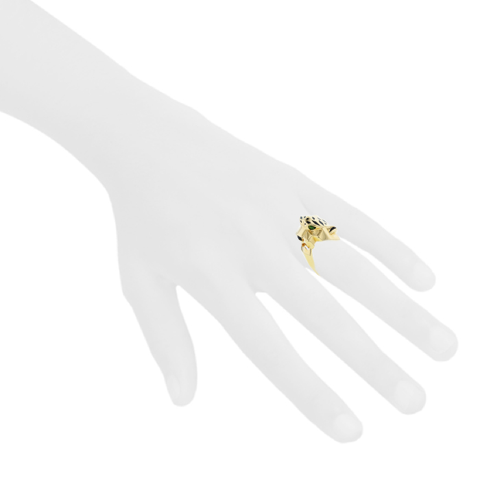 Cartier Panthère ring in yellow gold, tsavorites and lacquer - Detail D1