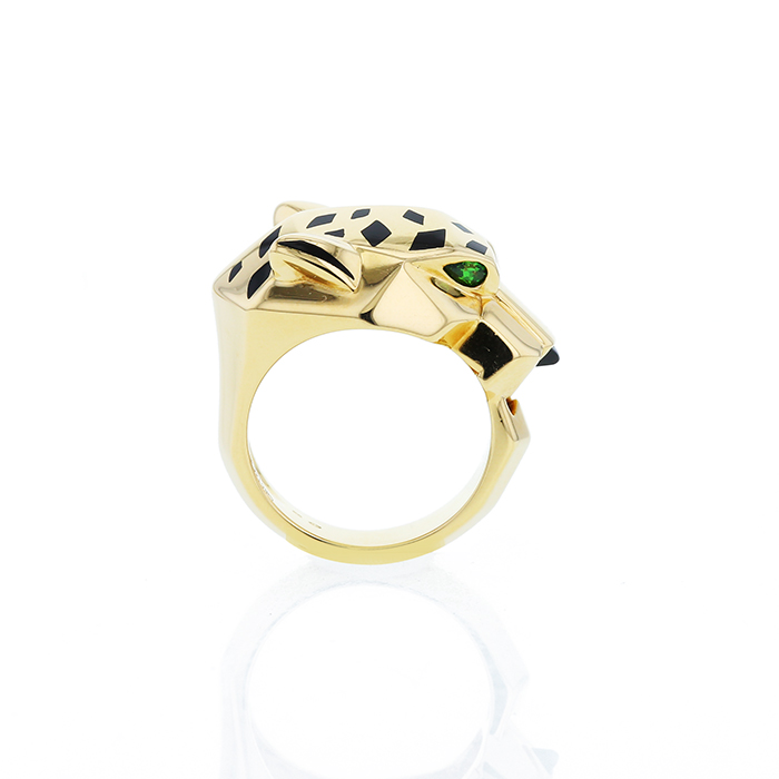 Cartier Panthère ring in yellow gold, tsavorites and lacquer - Detail D2