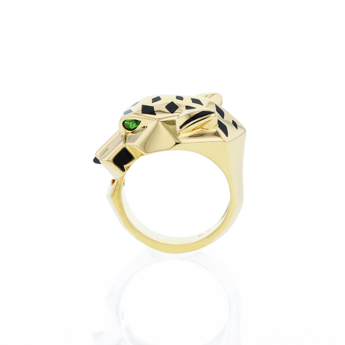 Cartier Panthère ring in yellow gold, tsavorites and lacquer - Detail D4