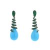 De Grisogono pendants earrings in white gold,  turquoises and emerald - 00pp thumbnail