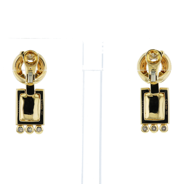 Paire de boucles d'oreilles articulée Cartier Panthère en or jaune et diamants - Detail D3
