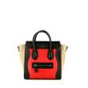 Céline Luggage Nano shoulder bag in black and beige leather and red python - 360 thumbnail