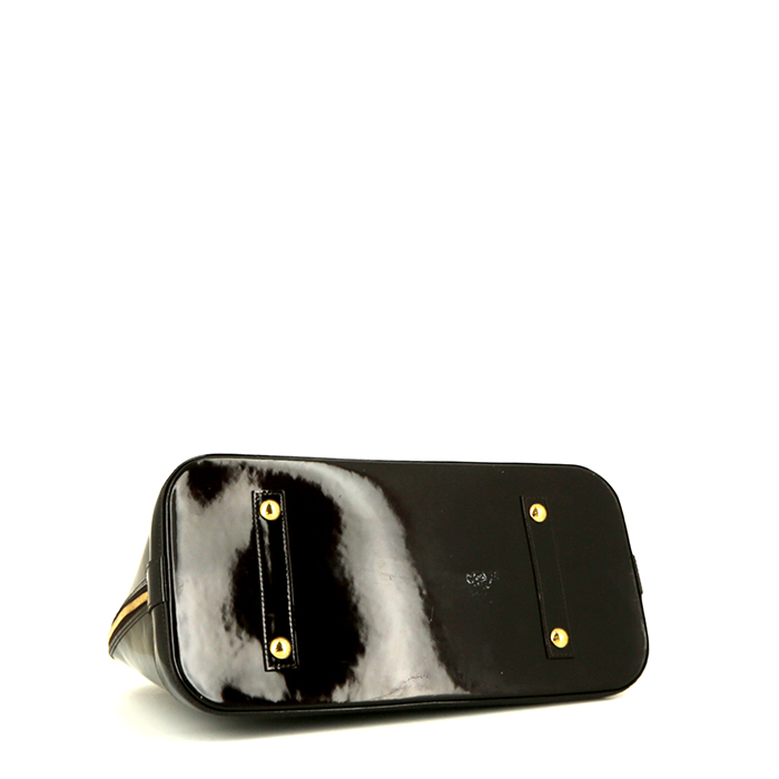 Borsa Louis Vuitton Alma modello grande in pelle verniciata monogram plum - Detail D4