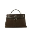 Hermes Kelly Lakis handbag in brown box leather and brown canvas - 360 thumbnail