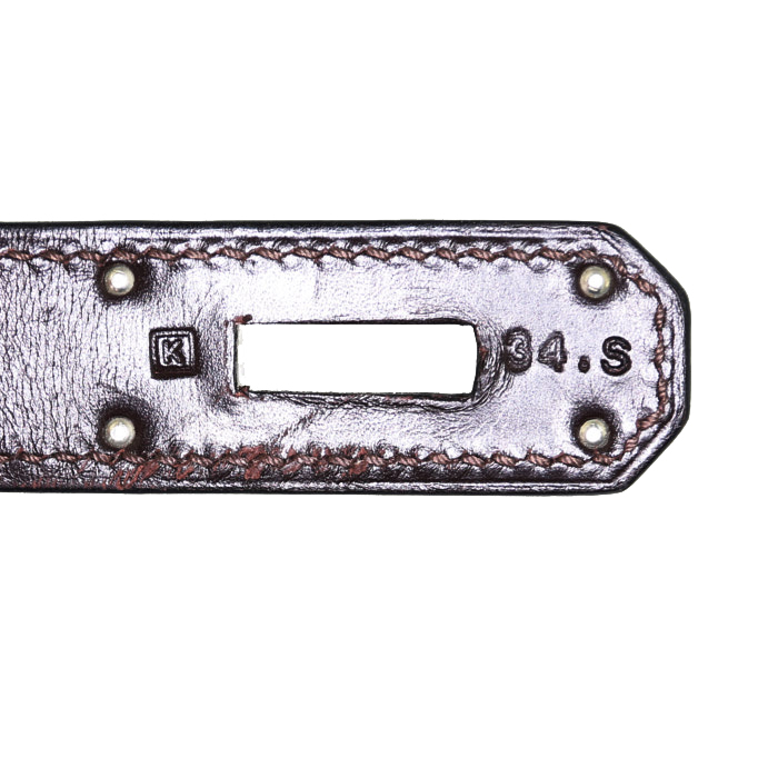 Hermes Kelly Lakis handbag in brown box leather and brown canvas - Detail D5