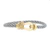 Fred Force 10 medium model bracelet in yellow gold and stainless steel - 00pp thumbnail