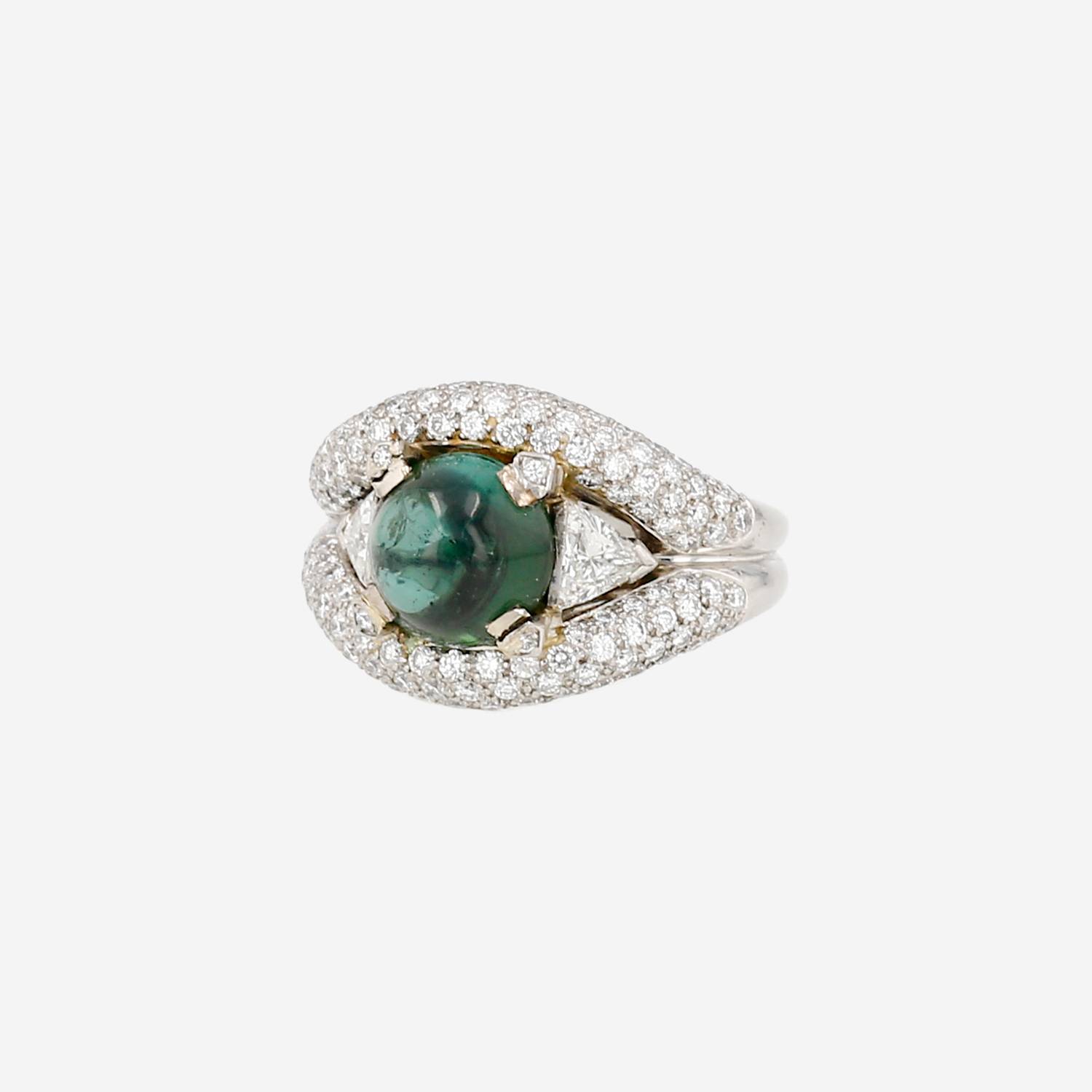 Anello Vintage in platino,  tormalina e diamanti