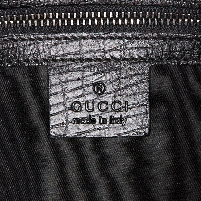 Bolso de mano Gucci Mors en lona negra y cuero negro - Detail D3