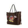 Shopping bag Louis Vuitton Neverfull in tela monogram marrone con decoro graffiti e pelle lucida marrone - 00pp thumbnail