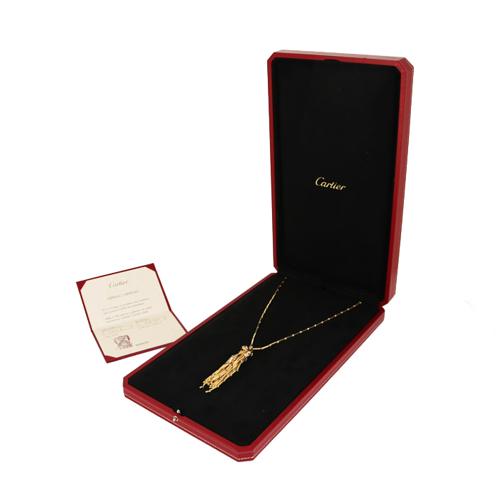 Cartier Panthère long necklace in yellow gold, emerald, onyx and in diamonds - Detail D3