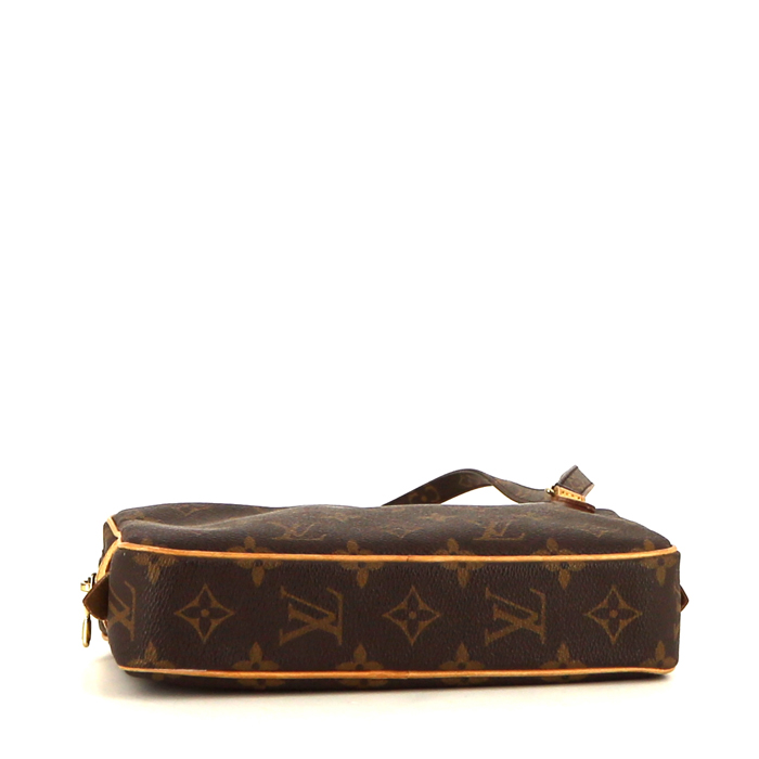 Louis Vuitton Marly shoulder bag in monogram canvas and natural leather - Detail D4