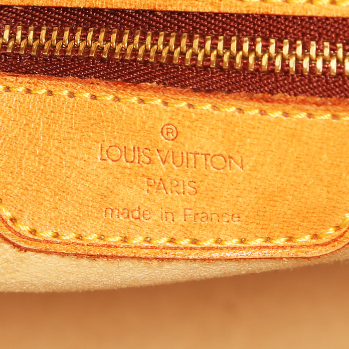 Sac cabas Louis Vuitton Babylone en toile monogram marron et cuir naturel - Detail D3