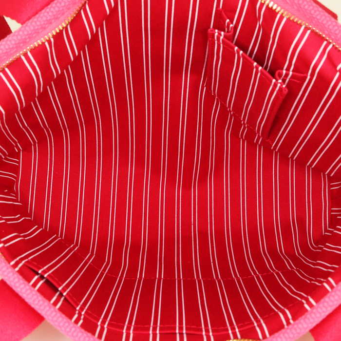 Louis Vuitton Antigua shopping bag in pink and red canvas and natural leather - Detail D2