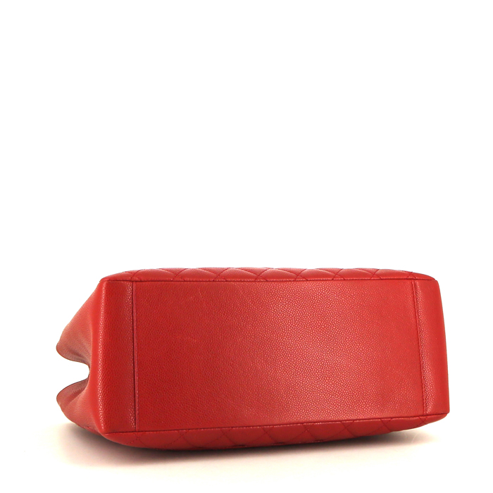 Shopping bag Chanel Shopping GST in pelle martellata e trapuntata rossa - Detail D4