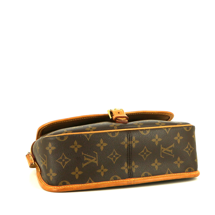 Bolso bandolera Louis Vuitton  Sologne en lona Monogram y cuero natural - Detail D4