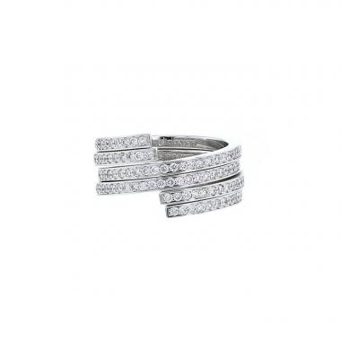 Dinh Van Spirale large model double ring in white gold and diamonds