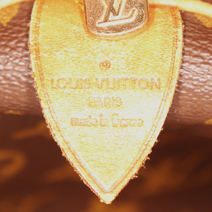 Bolsa de viaje Louis Vuitton Keepall 50 cm en lona Monogram marrón y cuero natural - Detail D3