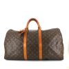 Borsa da viaggio Louis Vuitton Keepall 55 cm in tela monogram marrone e pelle naturale - 360 thumbnail