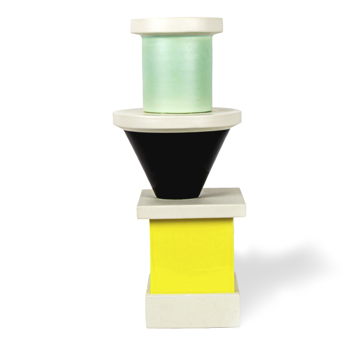 Ettore Sottsass, vase totem "Vaso", en céramique émaillée, édition Tendentse, production Alessio Sarri, signé, de 1987 - Detail D1
