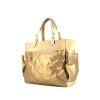 Chanel shopping bag in gold coated canvas and beige canvas - 00pp thumbnail