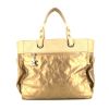 Shopping bag Chanel in tela cerata dorata e tela - 360 thumbnail
