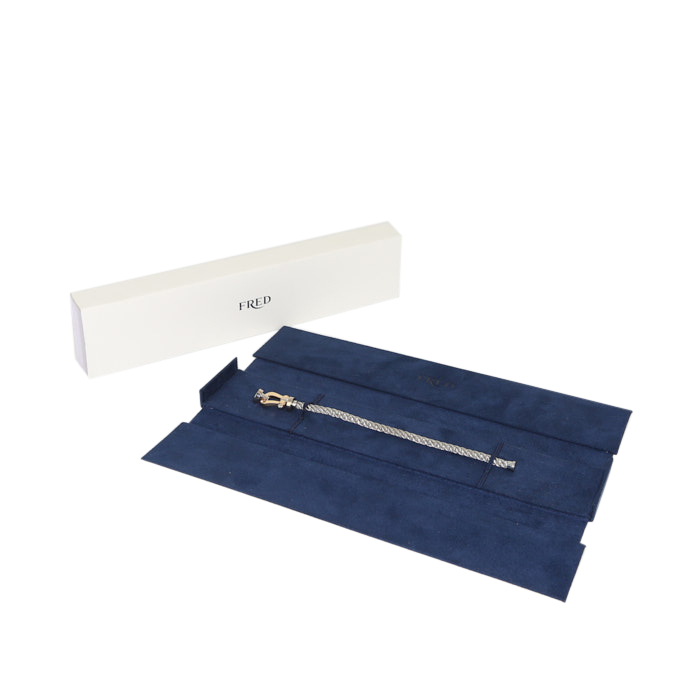 Fred Force 10 large model bracelet in white gold,  yellow gold and stainless steel - Detail D2