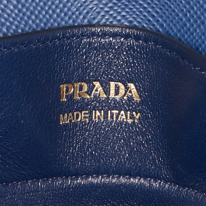 Bolso Cabás Prada Double en lona beige y cuero azul - Detail D4