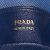 Prada Double shopping bag in beige canvas and blue leather - Detail D4 thumbnail