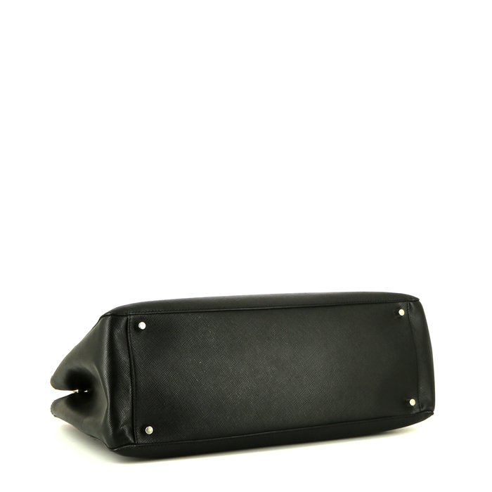 Prada Galleria handbag in black leather saffiano - Detail D4