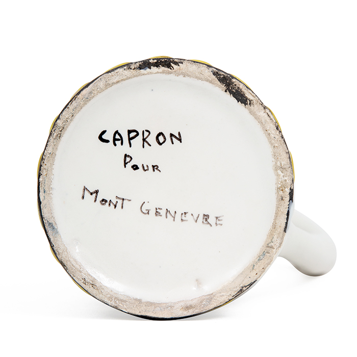 Roger Capron, pitcher, in polychrome enamelled ceramic with "Pyjama" decoration, signed, of 1953/65 - Detail D3