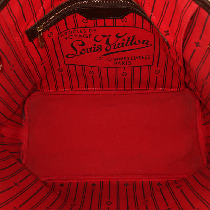 Shopping bag Louis Vuitton  Neverfull modello medio  e pelle marrone - Detail D2
