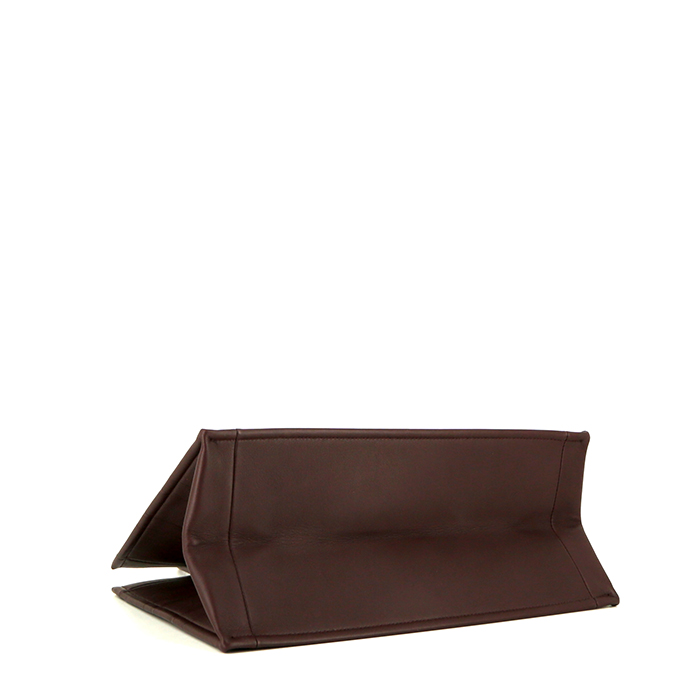 Sac cabas Dior Book Tote en cuir bordeaux - Detail D4