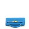 Hermès Kelly 20 cm handbag in blue Frida Mysore leather - 360 Front thumbnail