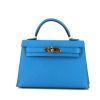 Hermès Kelly 20 cm handbag in blue Frida Mysore leather - 360 thumbnail