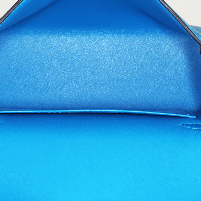 Bolso de mano Hermès Kelly 20 cm en cuero Mysore azul Frida - Detail D3