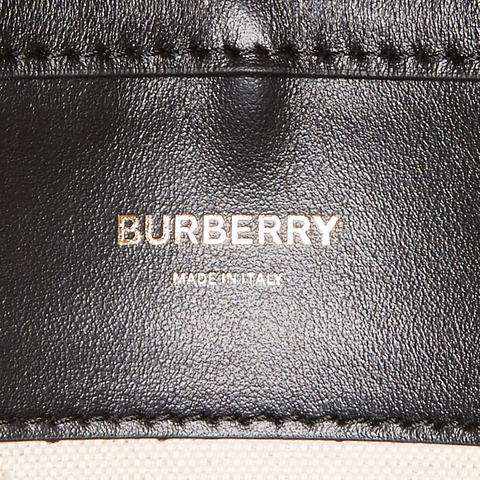 Bolso Burberry  Pocket en cuero trenzado multicolor y cuero negro - Detail D4