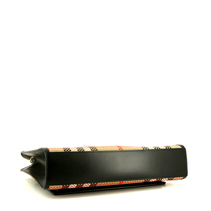 Bolso Burberry  Pocket en cuero trenzado multicolor y cuero negro - Detail D5