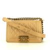 Chanel  Boy small  shoulder bag  in gold quilted grained leather - 360 thumbnail