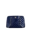 Chanel Mademoiselle handbag in blue patent quilted leather - 360 thumbnail