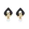 Rene Boivin 1980's earrings for non pierced ears in yellow gold,  pearls , ebony and diamonds - 00pp thumbnail