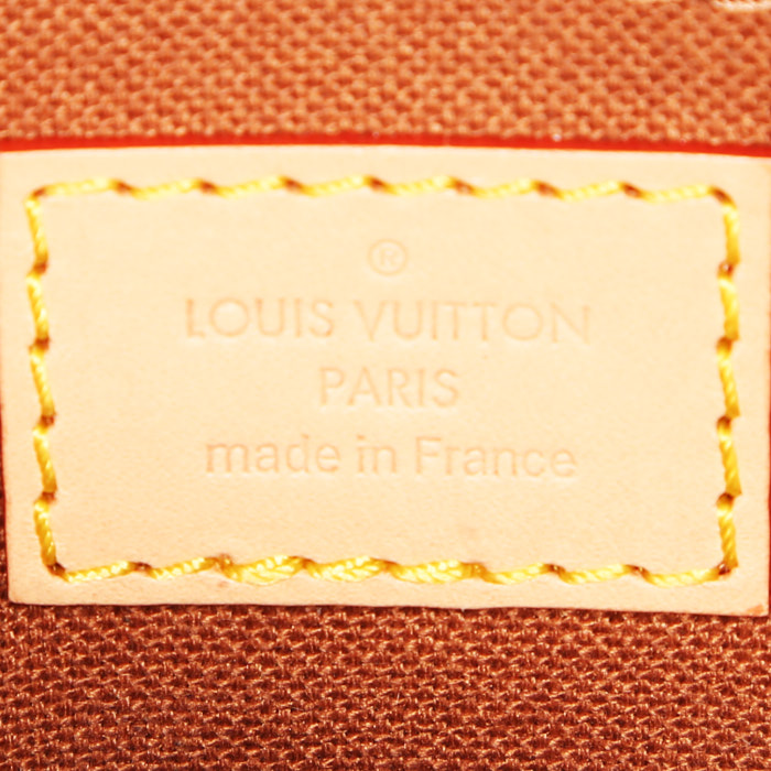 Sac bandoulière Louis Vuitton Sac Plat petit modèle en toile monogram enduite marron et cuir naturel - Detail D4