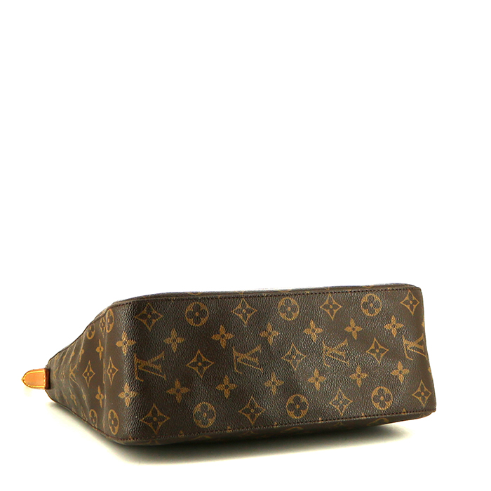 Sac à main Louis Vuitton  Looping grand modèle  en toile monogram marron et cuir naturel - Detail D4