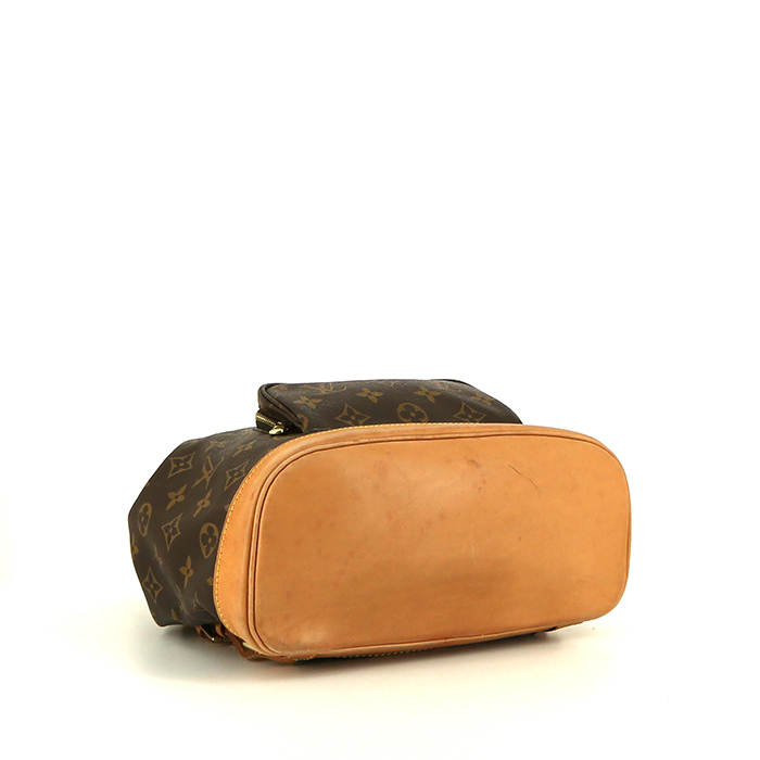 Zaino Louis Vuitton  Montsouris in tela monogram marrone e pelle naturale - Detail D4
