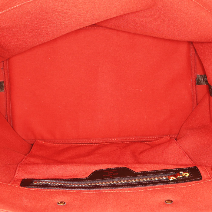 Sac de voyage Louis Vuitton Neo Greenwich en toile damier enduite ébène et cuir marron - Detail D2