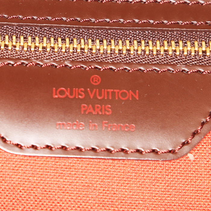 Borsa da viaggio Louis Vuitton Neo Greenwich in tela cerata con motivo a scacchi ebano e pelle marrone - Detail D3